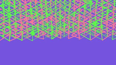 Abstract geometric pattern with colorful neon wireframe cubes Illustrazione stock