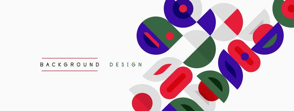 Abstract geometric pattern. Colorful overlapping circles, squares create mode 스톡 일러스트