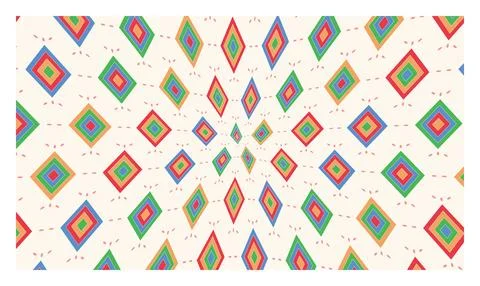 Abstract geometric pattern with colorful radiating diamond shapes in radial.. イラスト素材
