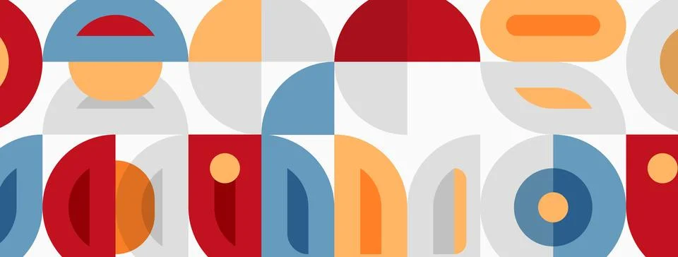 Abstract geometric pattern. Colorful semicircles, rectangles create repeating イラスト素材