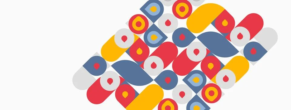 Abstract geometric pattern. Colorful shapes overlap creating dynamic visual Illustrazione stock