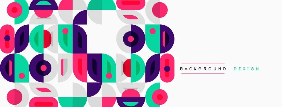 Abstract geometric pattern. Colorful shapes overlap, creating modern backgr.. Illustrazione stock