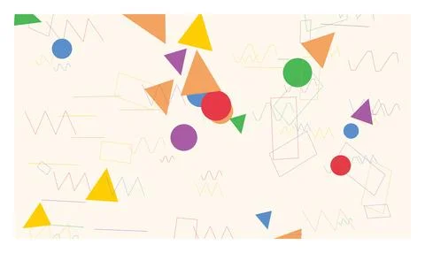 Abstract geometric pattern with colorful shapes and thin lines on light bac.. Stock Illustration