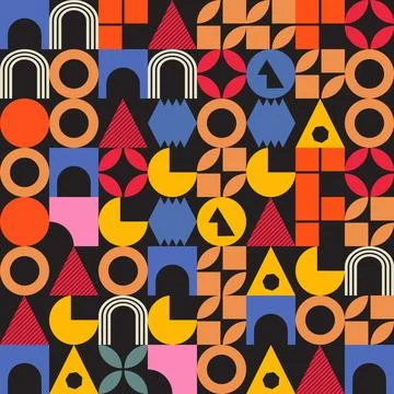Abstract geometric pattern with colorful shapes and lines Stockillustratie