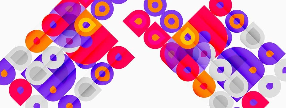 Abstract geometric pattern. Colorful squares, circles overlap creating dynami Stockillustratie