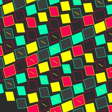 Abstract Geometric Pattern with Colorful Squares and Diagonal Lines Stock Illustration