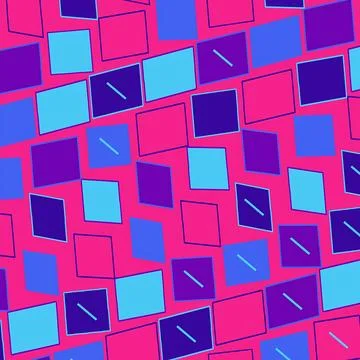 Abstract Geometric Pattern with Colorful Squares and Diagonal Lines 库存插图
