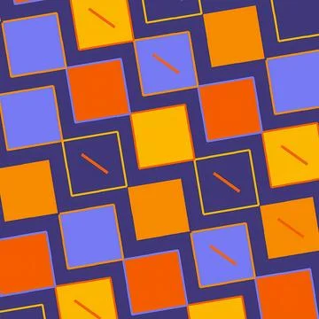 Abstract Geometric Pattern of Colorful Squares on Dark Blue Background Stockillustratie