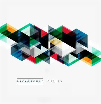 Abstract geometric pattern. Colorful triangles overlap, creating dynamic visu Illustrazione stock