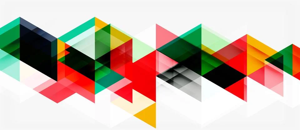 Abstract geometric pattern. Colorful triangles overlap creating dynamic visua Illustrazione stock