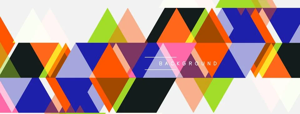 Abstract geometric pattern. Colorful triangles overlap, creating dynamic visu Illustrazione stock
