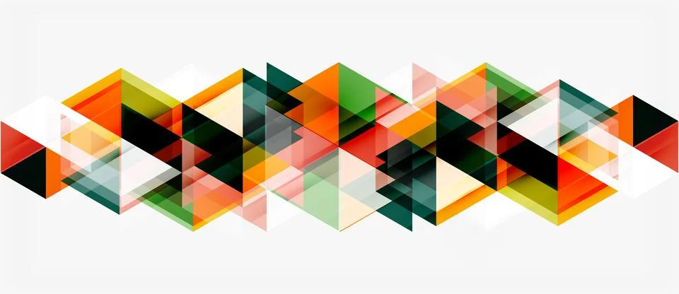 Abstract geometric pattern. Colorful triangles overlap, creating dynamic visu 스톡 일러스트