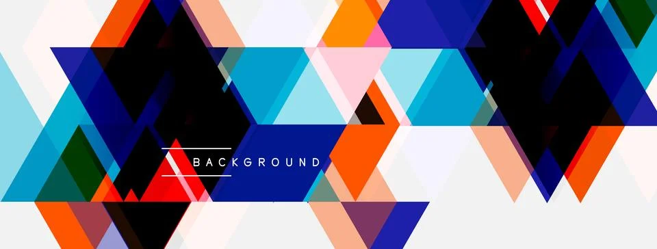 Abstract geometric pattern. Colorful triangles overlap, creating dynamic visu Illustrazione stock