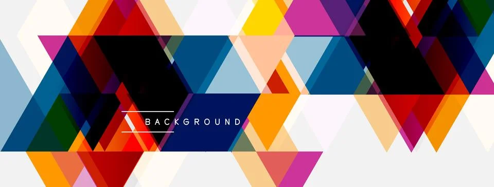 Abstract geometric pattern. Colorful triangles overlap creating dynamic visua 库存插图