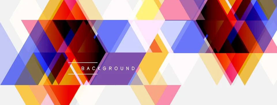Abstract geometric pattern. Colorful triangles overlap, creating dynamic visu Illustrazione stock