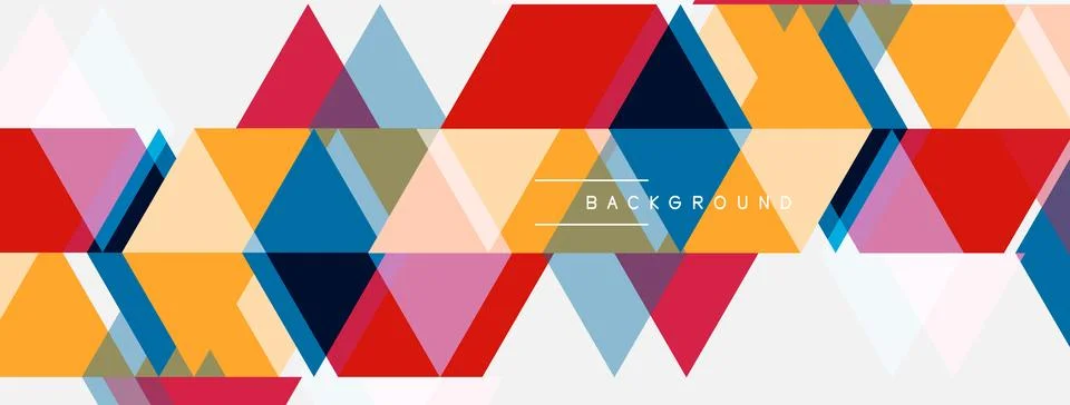 Abstract geometric pattern. Colorful triangles overlap creating dynamic visua Stock Illustration