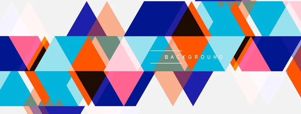 Abstract geometric pattern. Colorful triangles overlap creating dynamic visua Stock Illustration