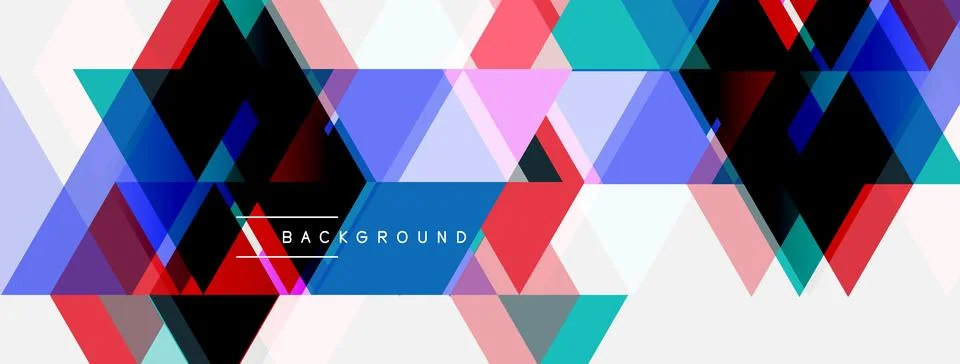 Abstract geometric pattern. Colorful triangles overlap creating dynamic visua 库存插图