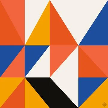 Abstract geometric pattern with colorful triangles in orange yellow and blu.. Stock Illustration