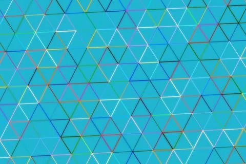 Abstract geometric pattern with colorful triangles on blue background Stock Photos