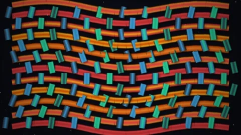 Abstract geometric pattern of colorful, woven lines Stock Footage 344516819