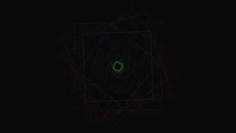Abstract geometric pattern composed of rotating neon green and red squares 库存影片 335117128
