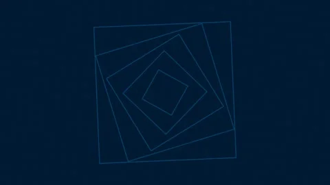 Abstract geometric pattern with concentric blue squares on dark background Video stock 335118019