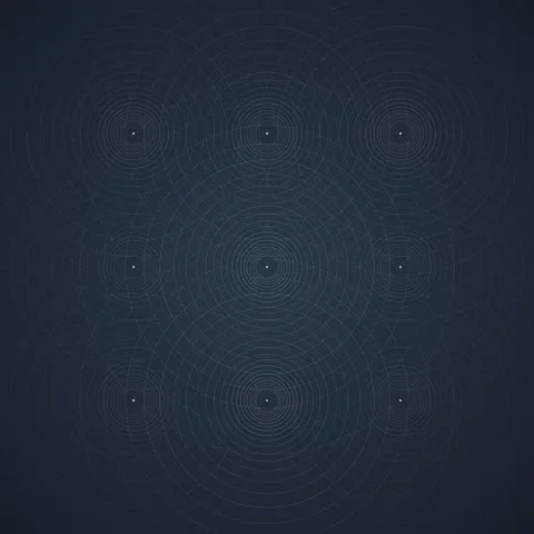 Abstract Geometric Pattern - Concentric Circles and Lines on Dark Blue Back.. Stock Footage 347810974