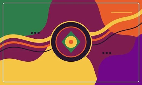 Abstract geometric pattern with concentric circles and flowing lines create.. Illustrazione stock