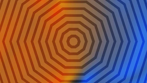 Abstract geometric pattern with concentric octagonal shapes and orange blue Stock Footage 316903376
