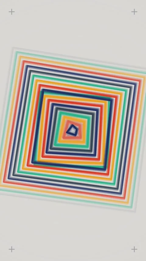 Abstract geometric pattern of concentric squares with colorful stripes, hyp.. Stock Footage 347698580