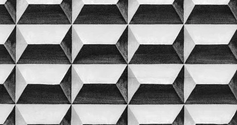 Abstract geometric pattern on a concrete wall, black and white Stock Photos