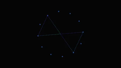 Abstract geometric pattern of connected blue dots on a solid black background Stock Footage 339618182