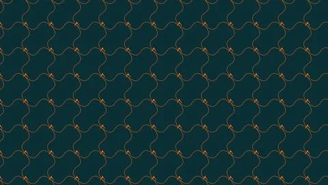 Abstract geometric pattern with continuous golden-brown curves on teal back.. Illustrazione stock