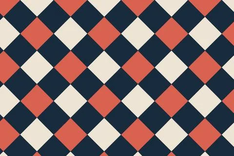 Abstract geometric pattern with coral red and navy blue diamonds Stock Illustration