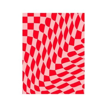 Abstract geometric pattern creating optical illusion with red squares Stock Illustration