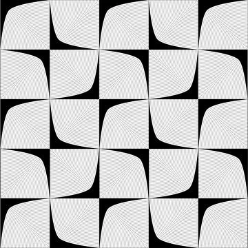 Abstract geometric pattern with curved squares and black background Stock Illustration