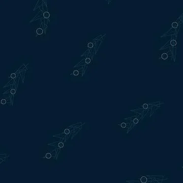 Abstract Geometric Pattern on Dark Navy Blue Background, Stylized Branch Illustrazione stock