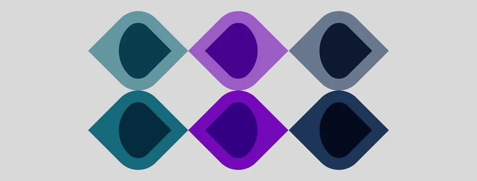 Abstract geometric pattern. Dark purple, teal, gray shapes overlap creating Stock Illustration