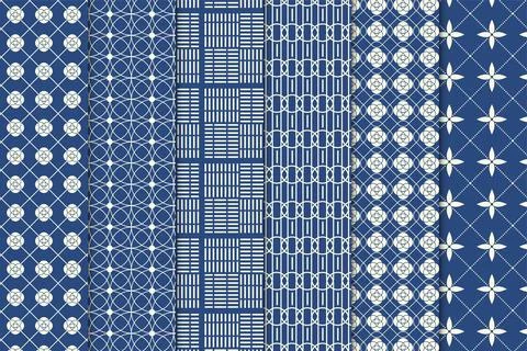 Abstract geometric pattern design on blue backgrounds. Creative seamless pa.. Stock Illustration