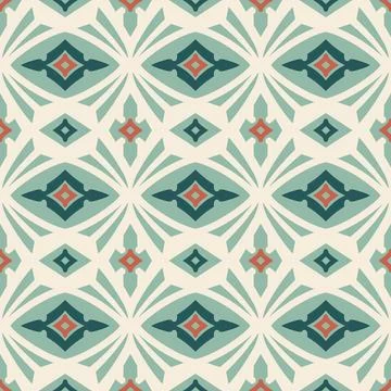 Abstract Geometric Pattern Design (Dark Green, Soft Green, Orange, Cream) 스톡 일러스트