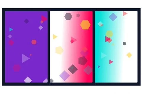 Abstract Geometric Pattern Design Featuring Floating Multicolored Shapes Ov.. Stock Illustration