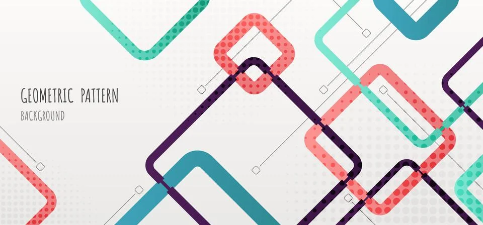 Abstract geometric pattern design of square elements template header. 스톡 일러스트