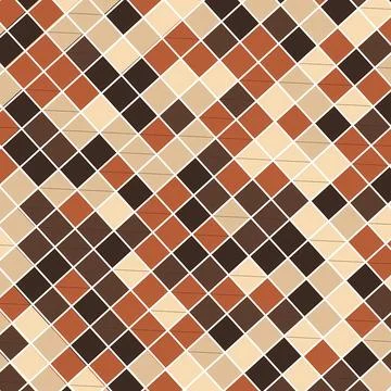 Abstract Geometric Pattern of Diagonal Brown and Beige Mosaic Tiles Illustrazione stock
