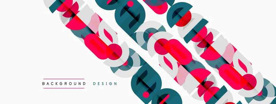 Abstract geometric pattern. Diagonal lines, overlapping shapes, pink, teal, Stock Illustration