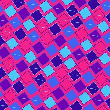 Abstract Geometric Pattern with Diagonal Squares and Neon Accents in Pop Art Stock Illustration