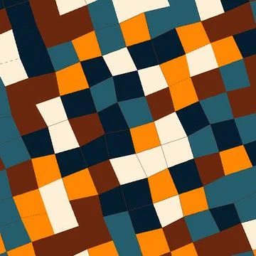Abstract Geometric Pattern of Distorted Squares in Retro Mid-Century Modern Stock Illustration