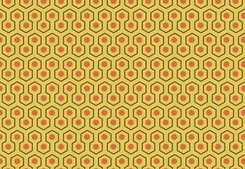 Abstract geometric pattern with dots on yellow  background, Honeycomb and Hex Illustrazione stock