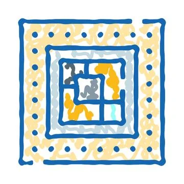 Abstract geometric pattern drawing with blue yellow shapes Stock Illustration