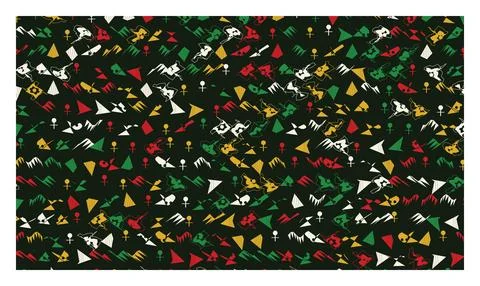 Abstract geometric pattern with ethnic shapes and symbols for seamless tile.. Stock Illustration